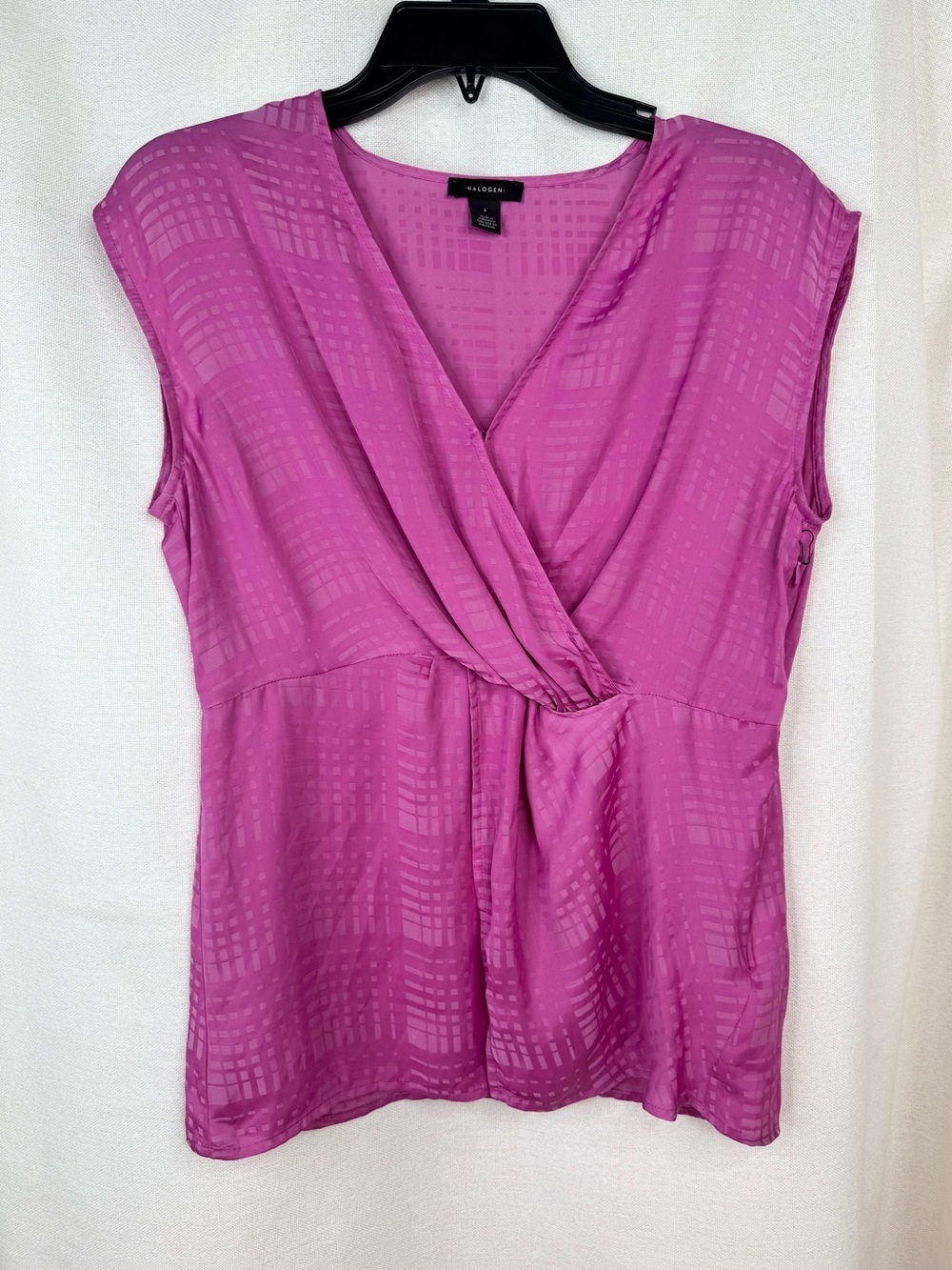 Halogen Blouse Womens Size S Purple Textured Faux Wrap V-Neck Sleeveless